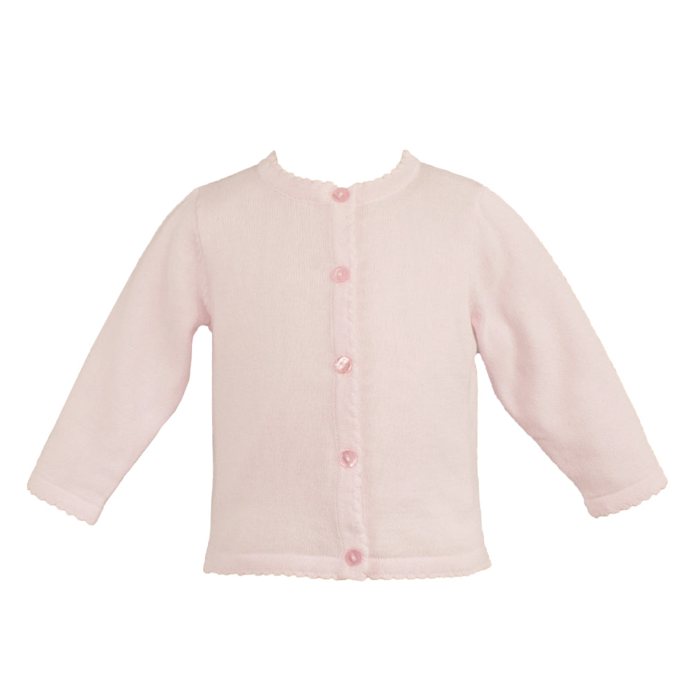 Petit Ami Pink Scalloped Edge Cardigan Sweater