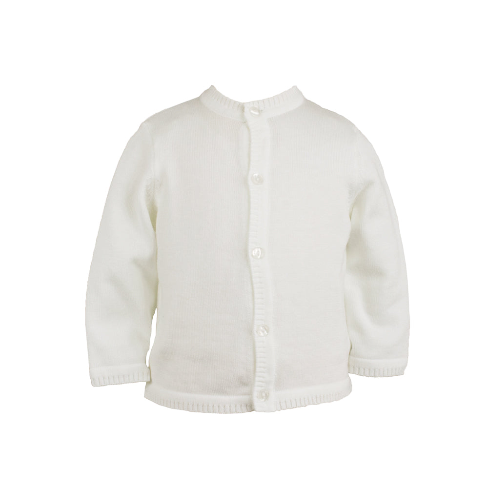Petit Ami White Ladder Edge Cardigan Sweater