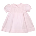 Petit Ami Pink Dress with Pintucks, Featherstitching, and Bonnet