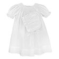 Petit Ami White Daygown With Wave Smocking